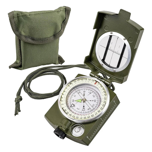 Deluso Outback Pro Tactical Sighting Compass Rugged Zinc Alloy, Waterproof, Shockproof with Prism Sighting, Glow-in-Dark Dial & Carabiner Pouch