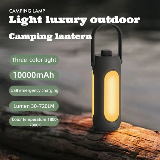DELUSO Portable Camping Lantern & Power Bank 10,000mAh Rechargeable Emergency Light with Adjustable Brightness & USB-C Charging