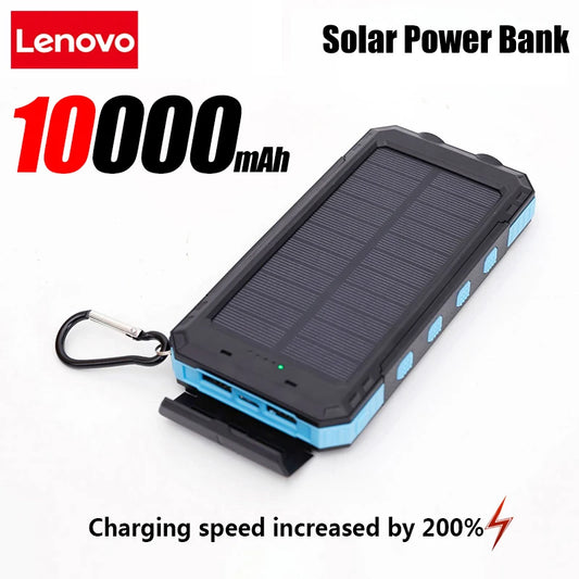 Lenovo 10,000mAh Solar Power Bank Portable Emergency Charger